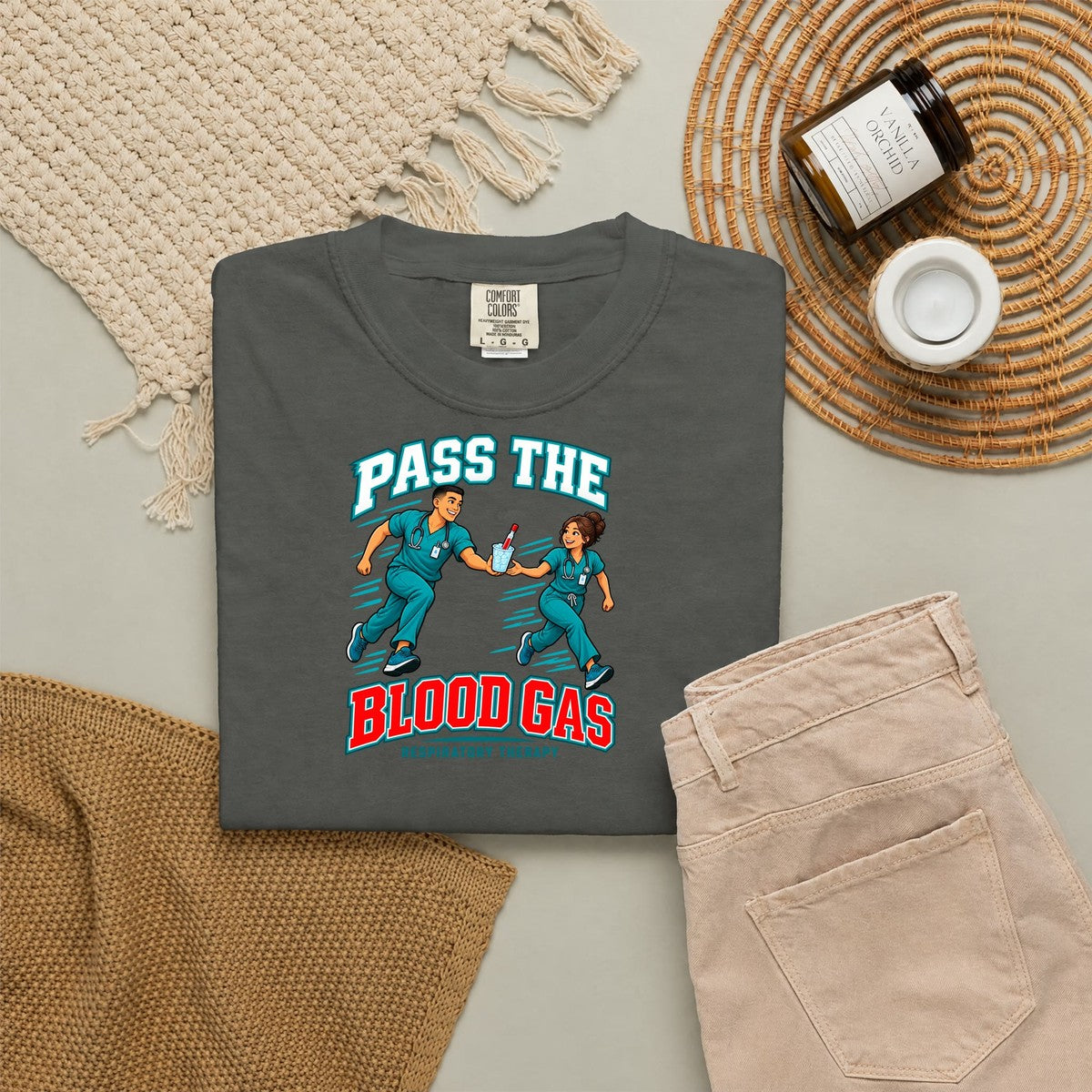 Pass the Blood Gas Male Respiratory Therapist Comfort Colors T-Shirt