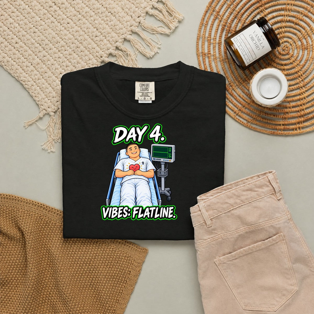 Day 4 Vibes Flatline Male Nurse Comfort Colors T-Shirt