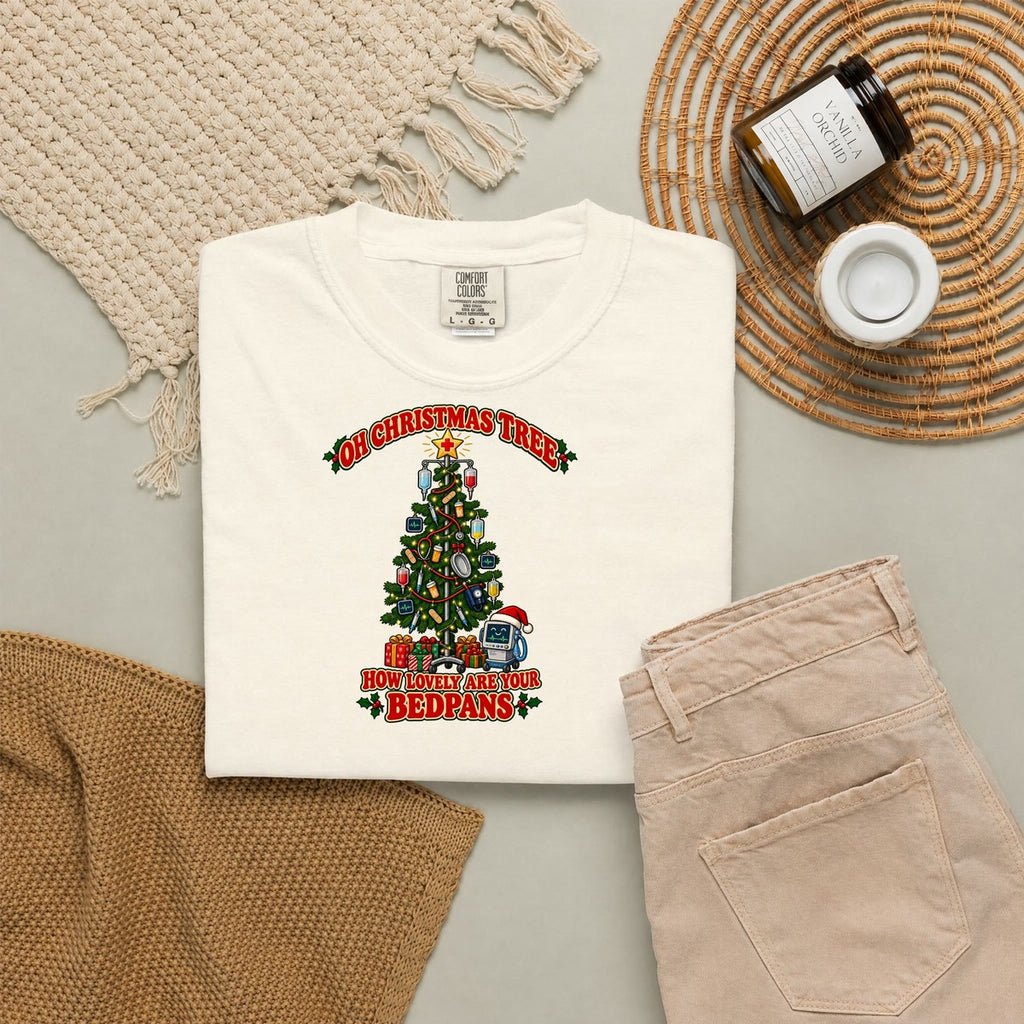 Oh Christmas Tree How Lovely Are Your Bedpans Nurse Tee
