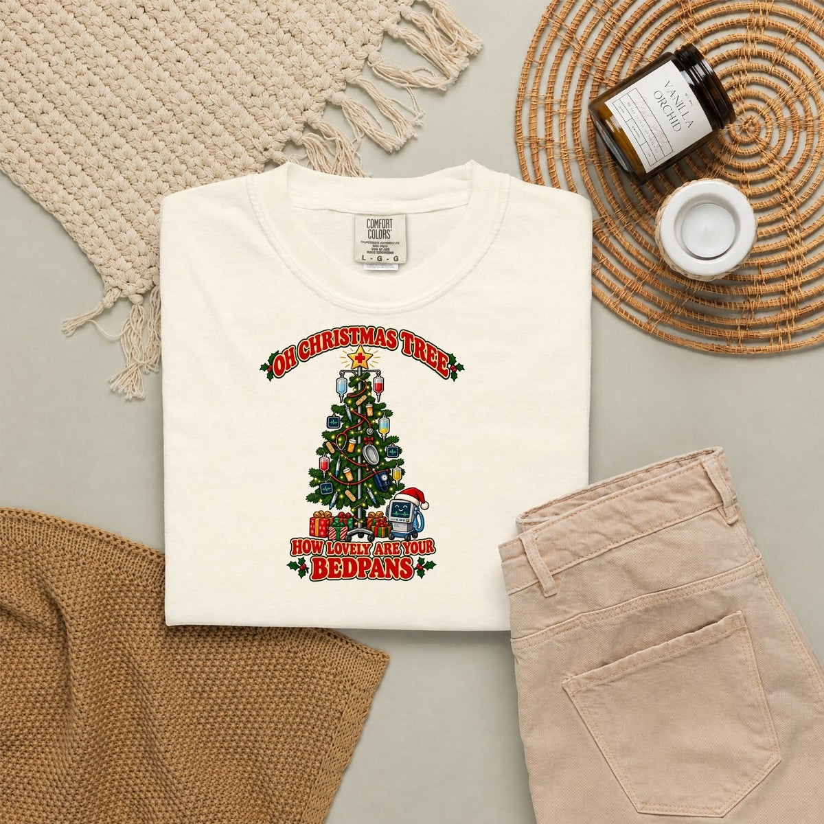 Oh Christmas Tree How Lovely Are Your Bedpans Nurse Tee