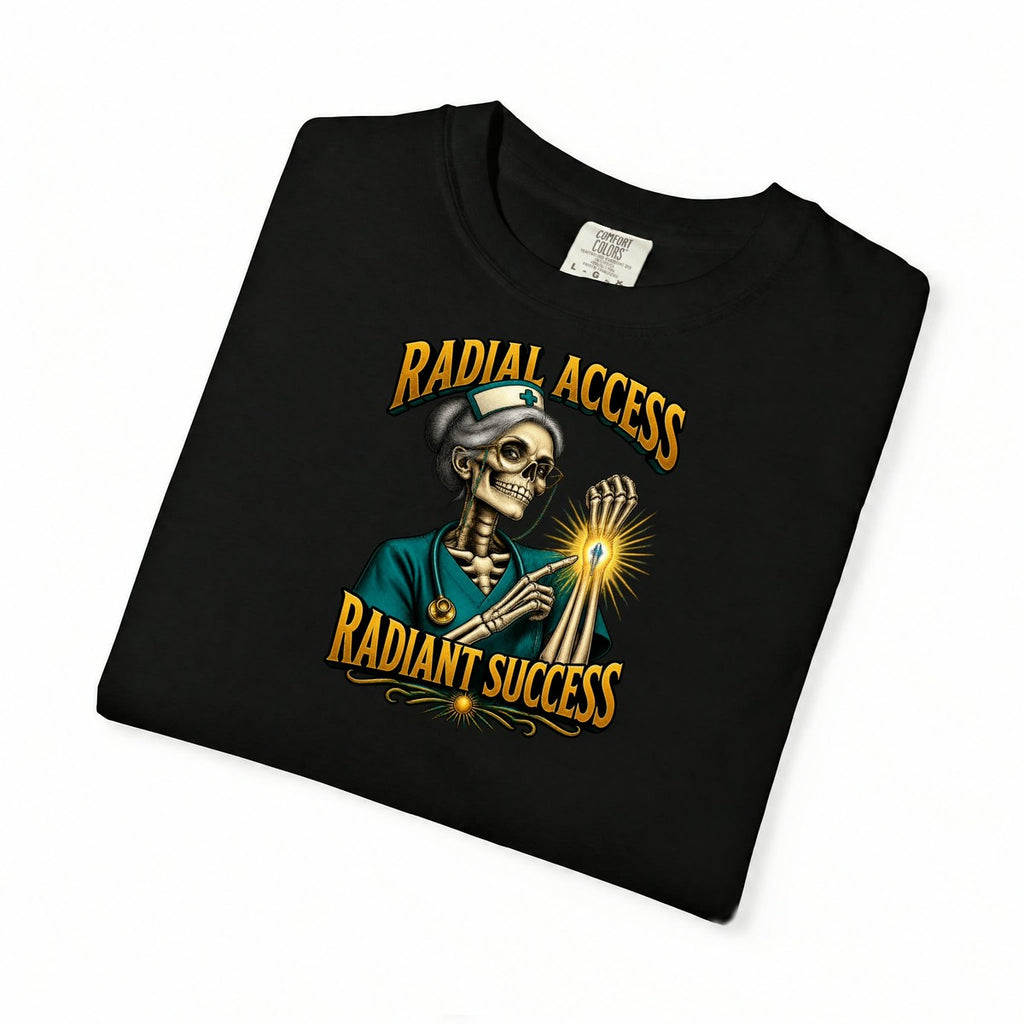 Radial Access Radiant Success Skeleton Cardiac Nurse Comfort Colors T-Shirt folded