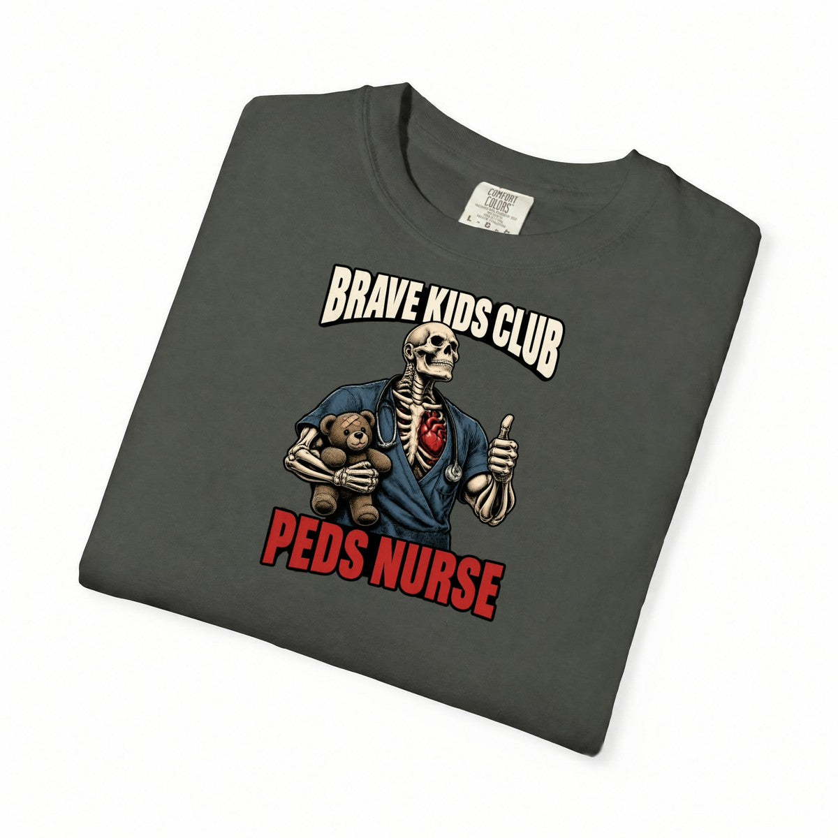 Brave Kids Club Skeleton Peds Nurse Comfort Colors T-Shirt folded