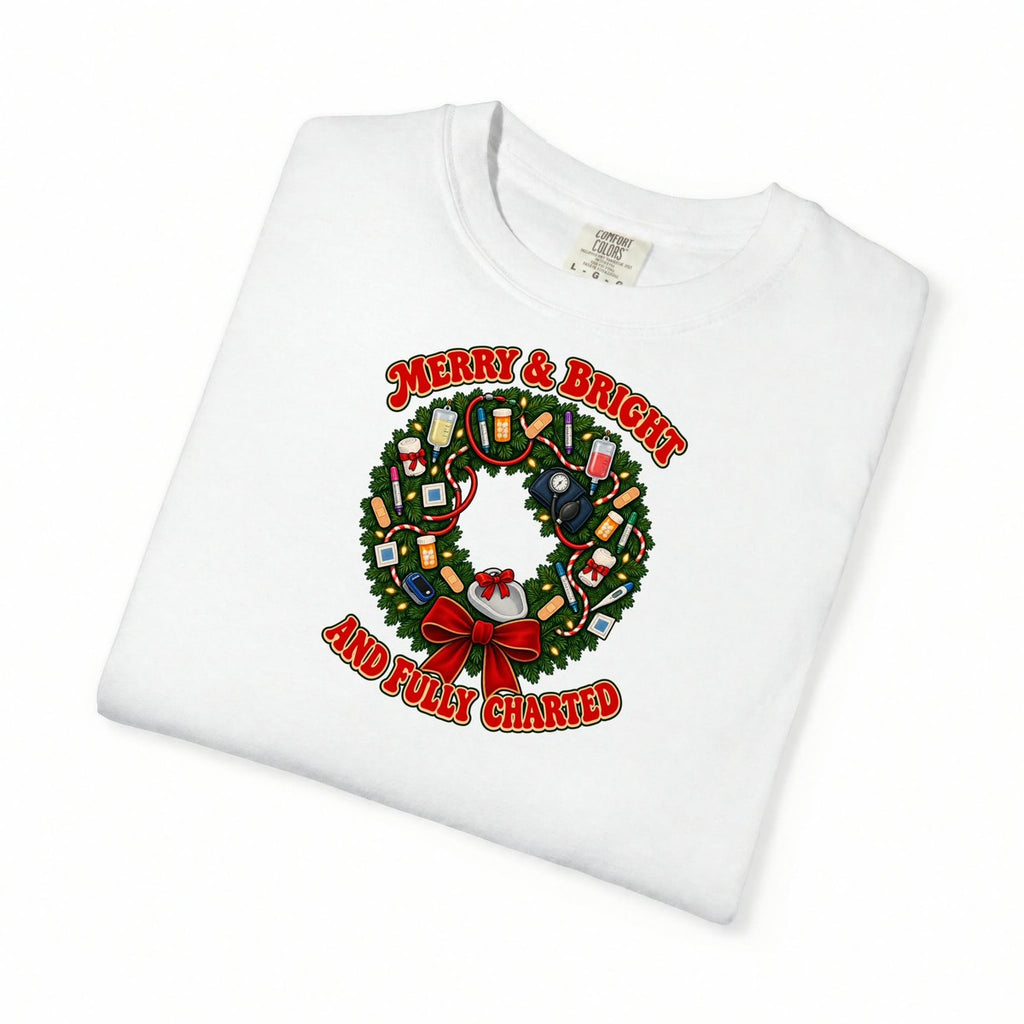 Merry & Bright and Fully Charted Christmas Nurse Tee