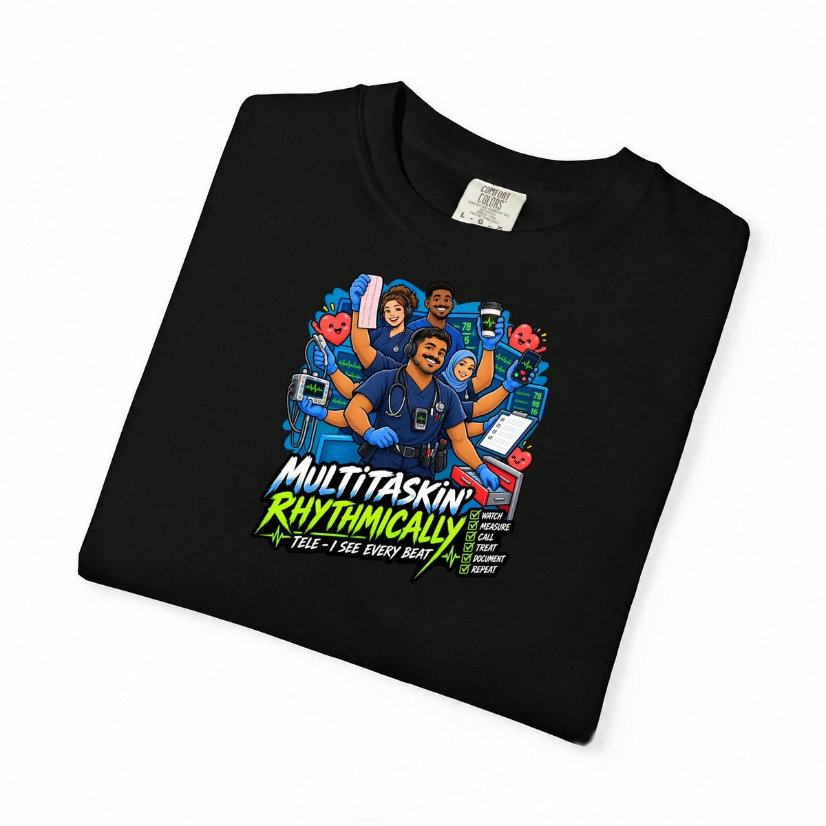 Multitaskin' Rhythmically Tele Male Nurse Tee