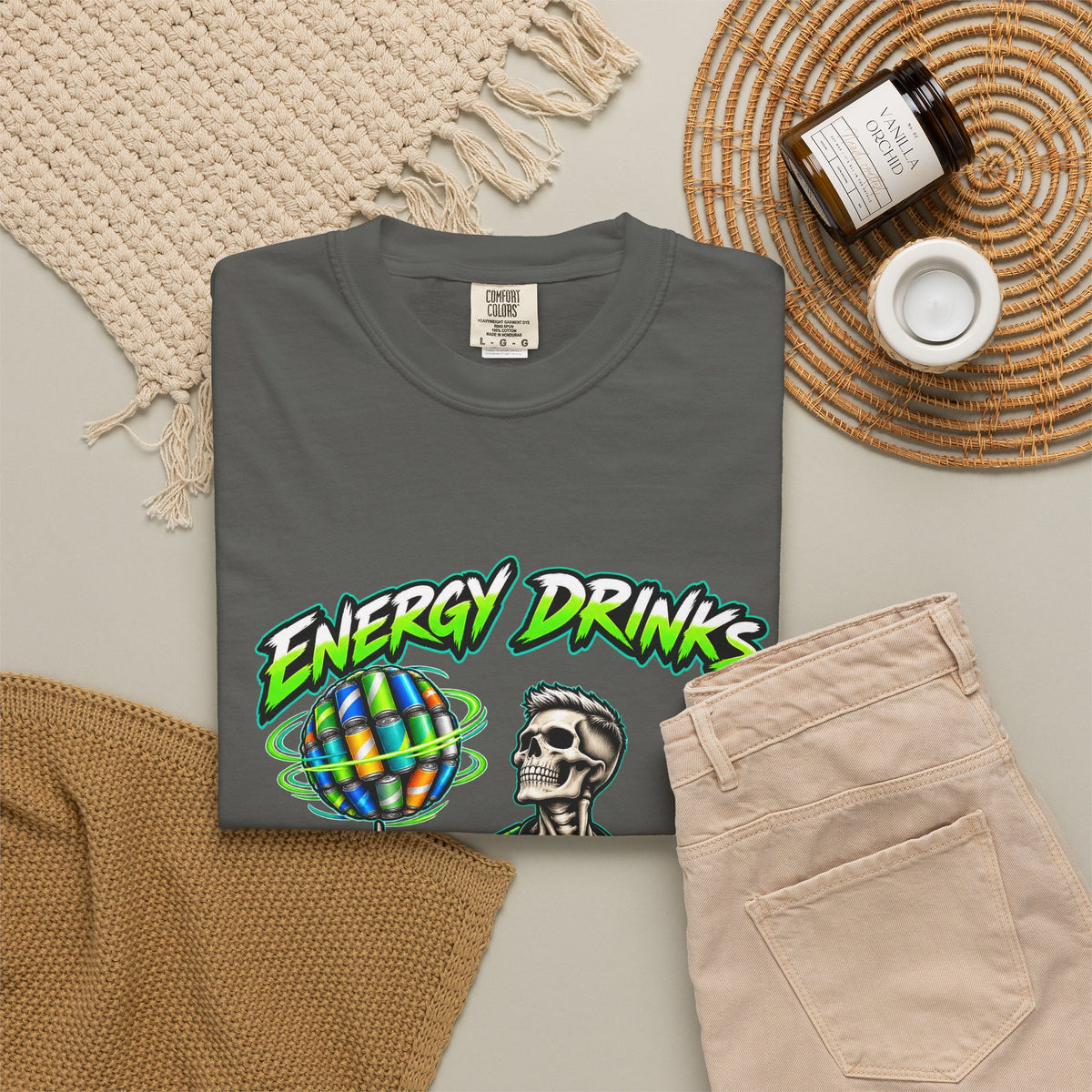 Energy Drinks Make the World Go Round Skeleton Male Nurse Comfort Colors T-Shirt