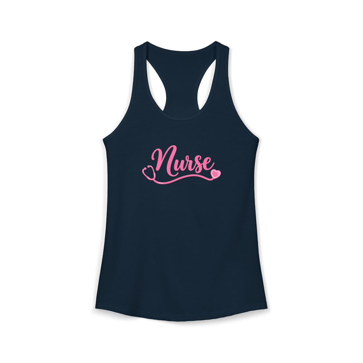 Nurse Pink Script Stethoscope Women's Racerback Tank Top