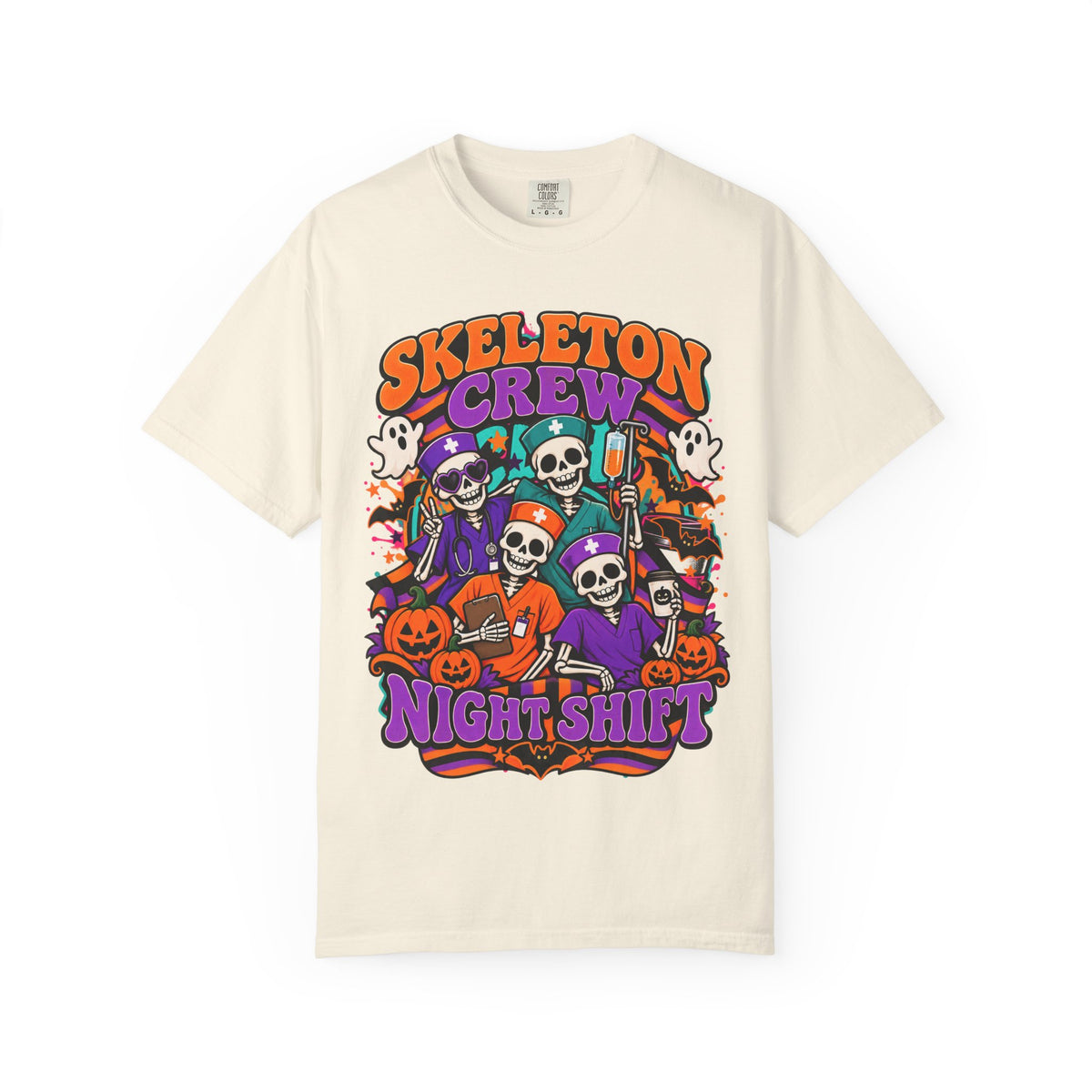 Skeleton Crew Night Shift Halloween Nurse Comfort Colors T-Shirt