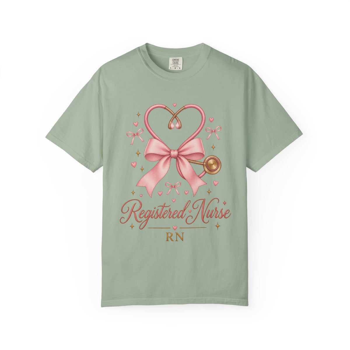 Coquette Pink Bow Stethoscope Registered Nurse Comfort Colors T-Shirt