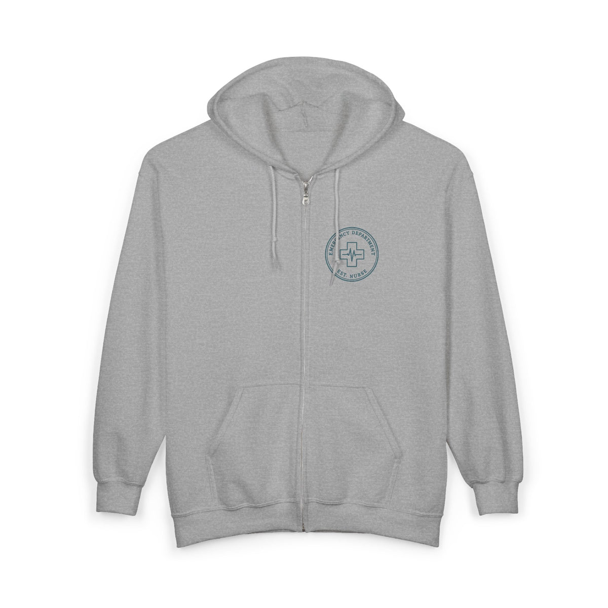 ER Nurse Minimal Vintage Badge Emergency Department Full-Zip Hoodie