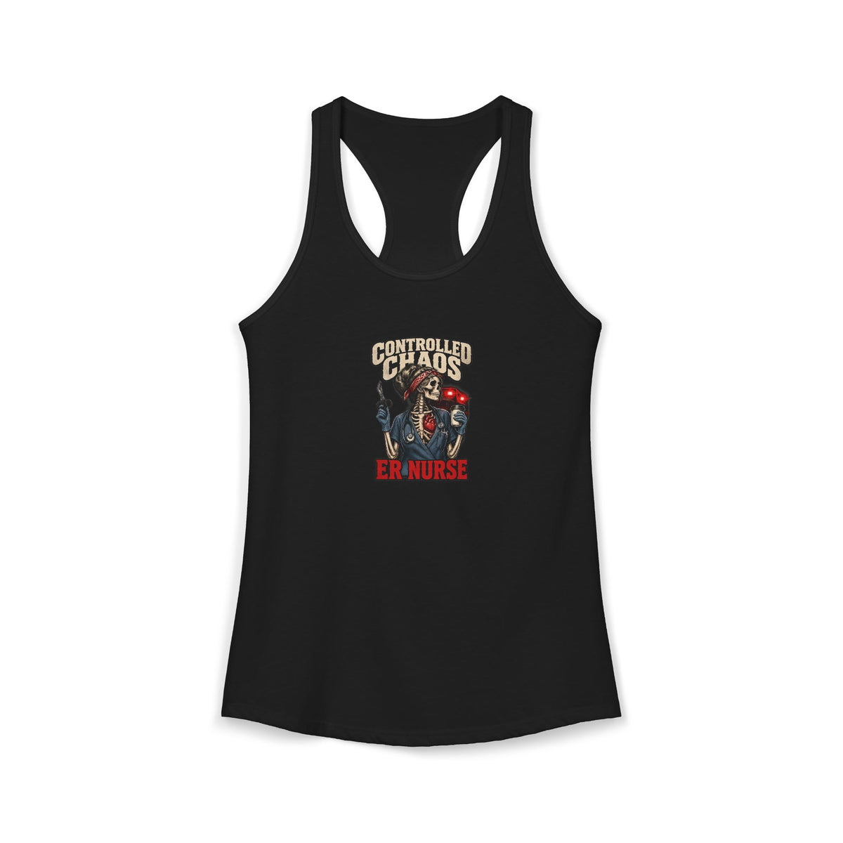 Controlled Chaos Skeleton ER Nurse Women's Racerback Tank Top