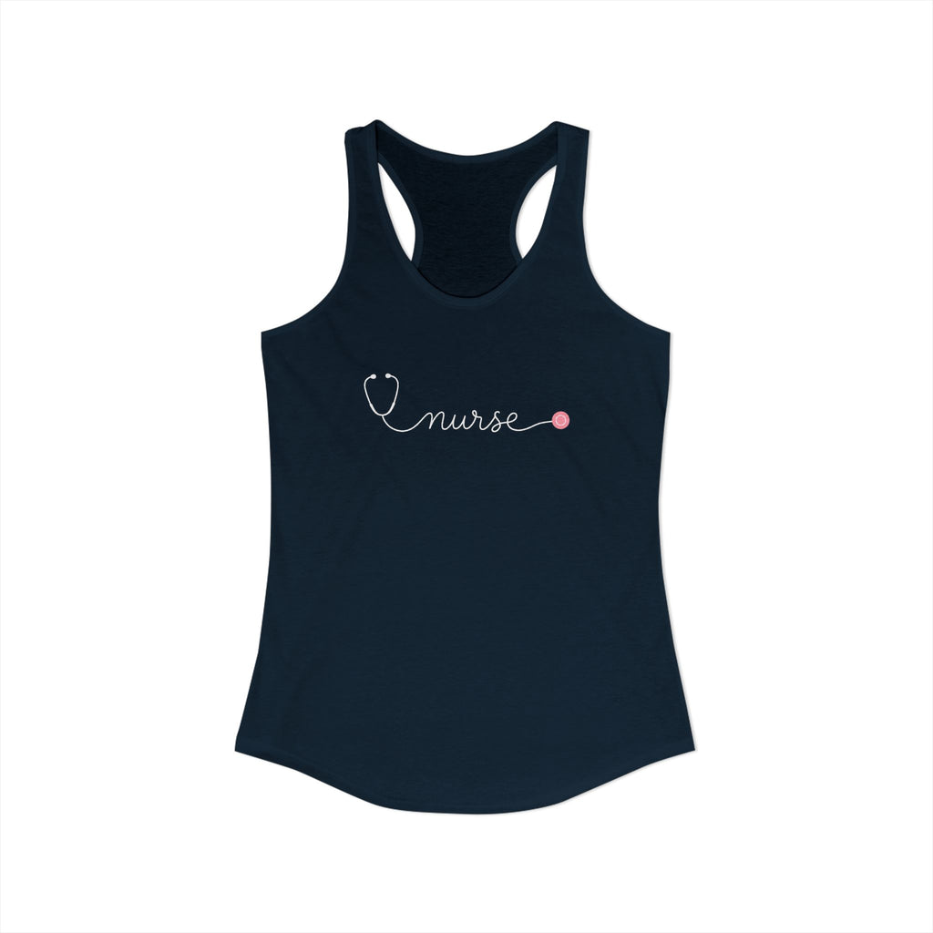 Nurse One Line Stethoscope Script Women's Racerback Tank Top