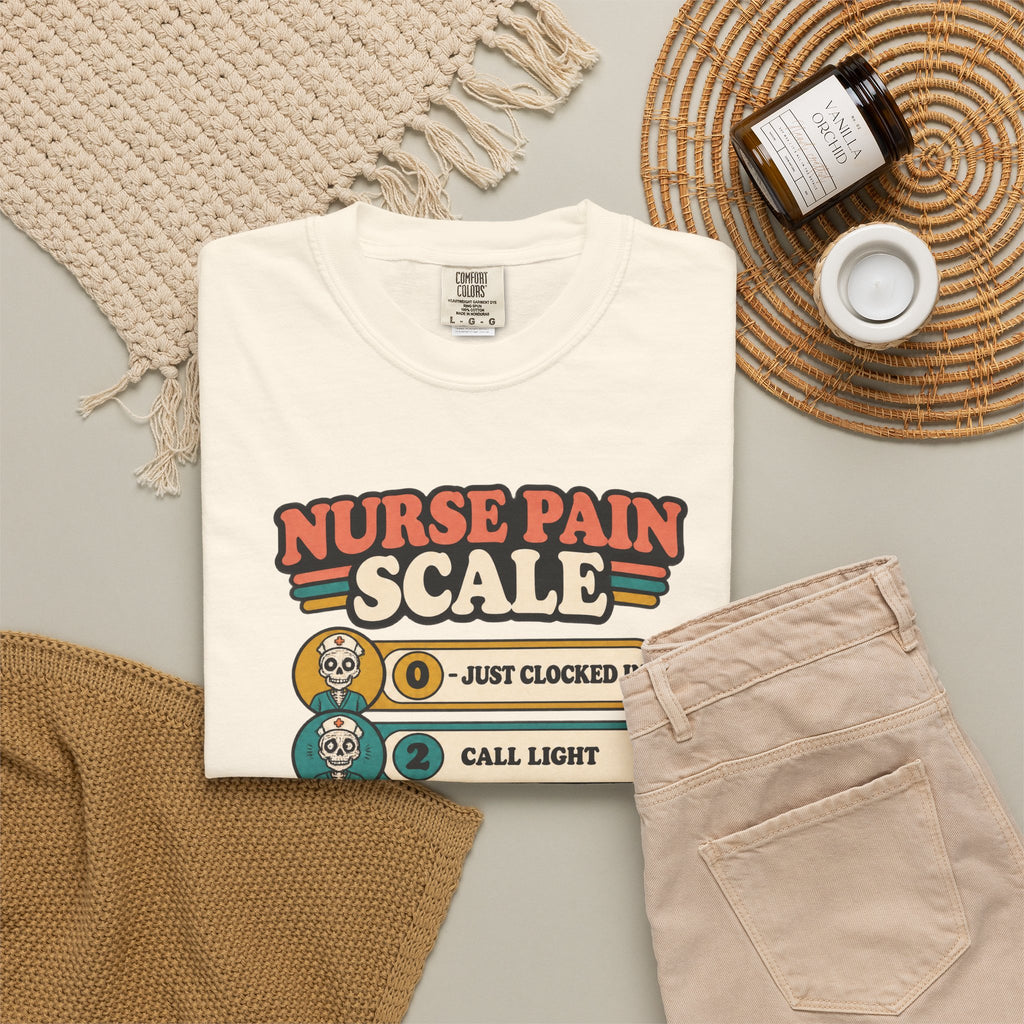 Nurse Pain Scale Funny Skeleton Nurse Comfort Colors T-Shirt