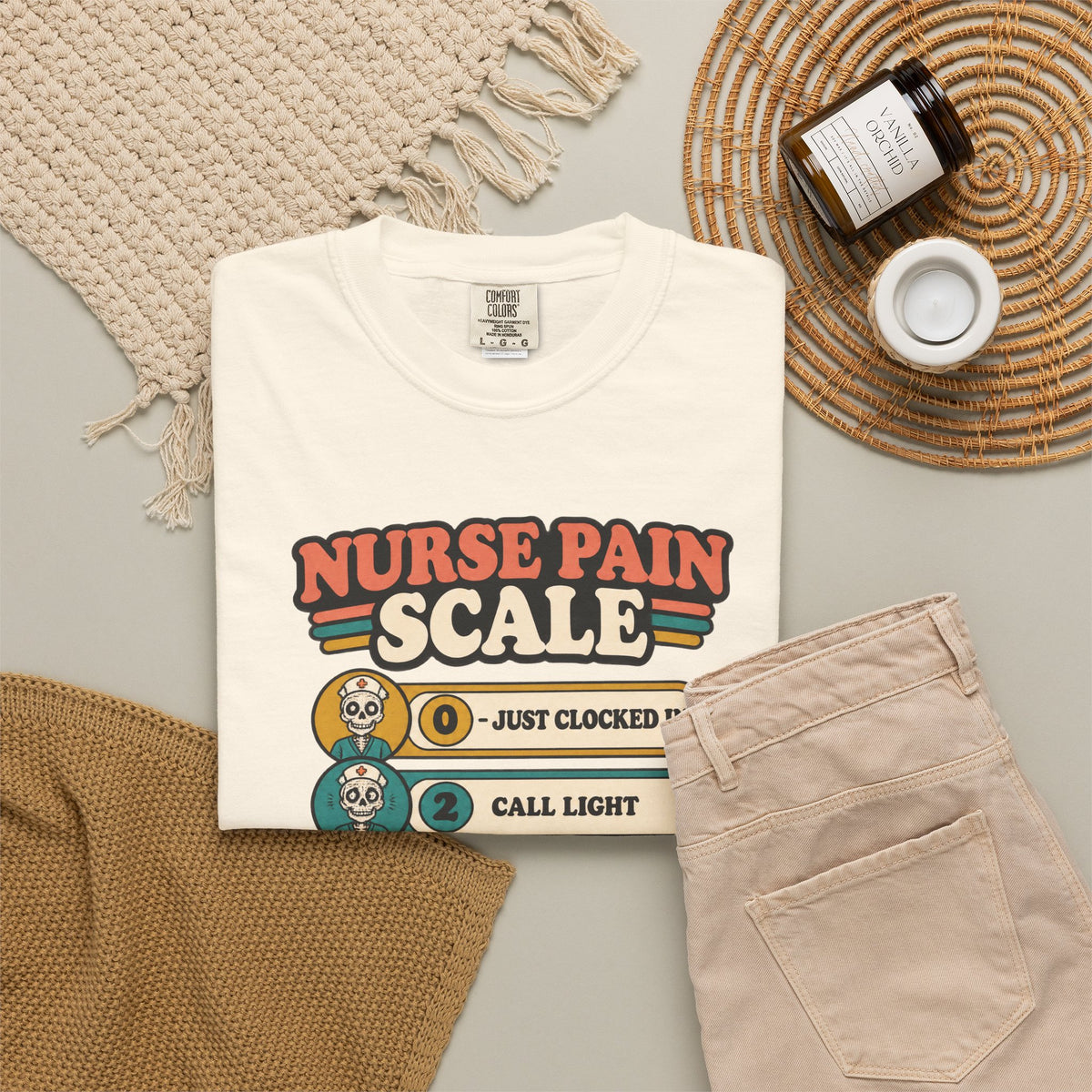 Nurse Pain Scale Funny Skeleton Nurse Comfort Colors T-Shirt