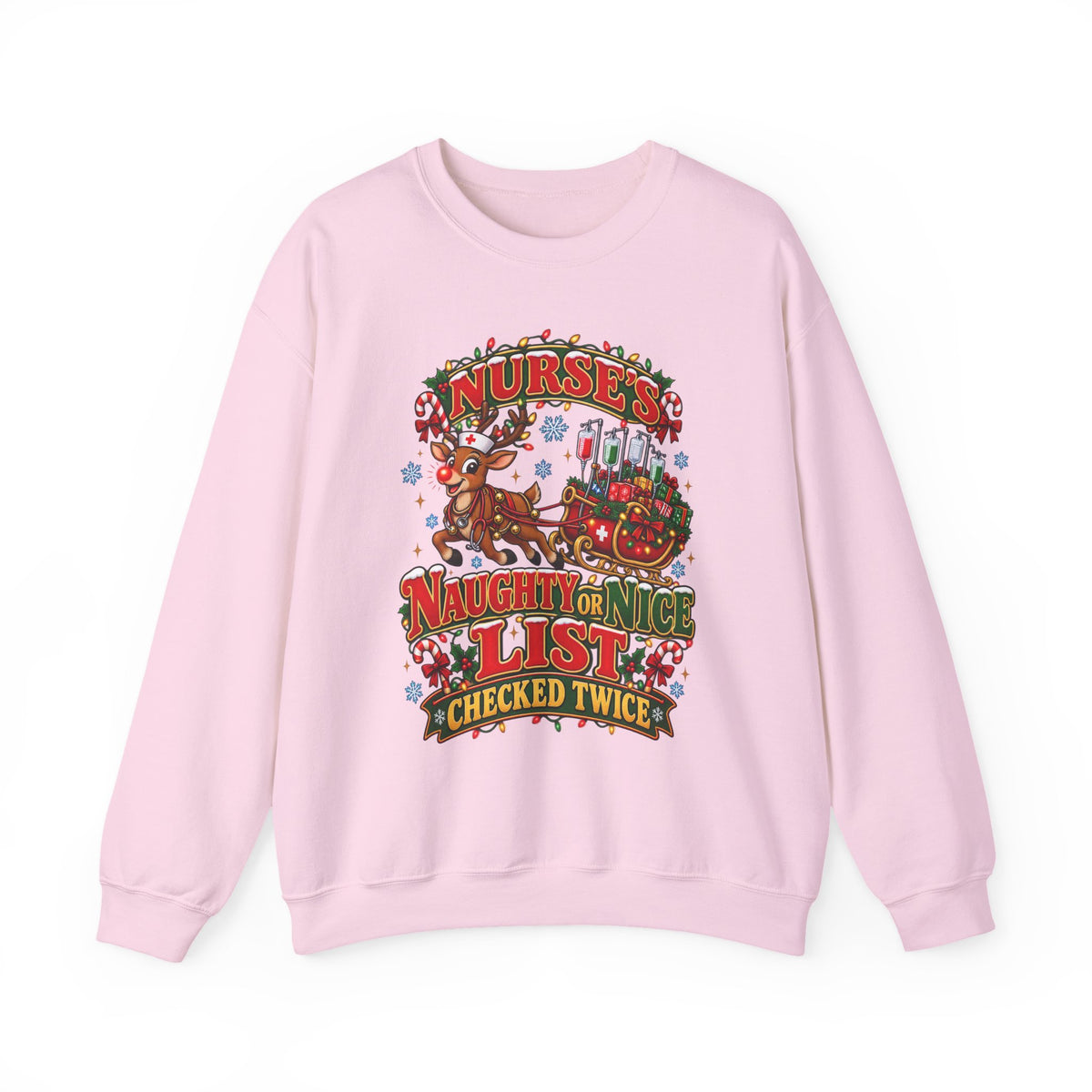 Naughty or Nice List Checked Twice Christmas Nurse Crewneck Sweatshirt