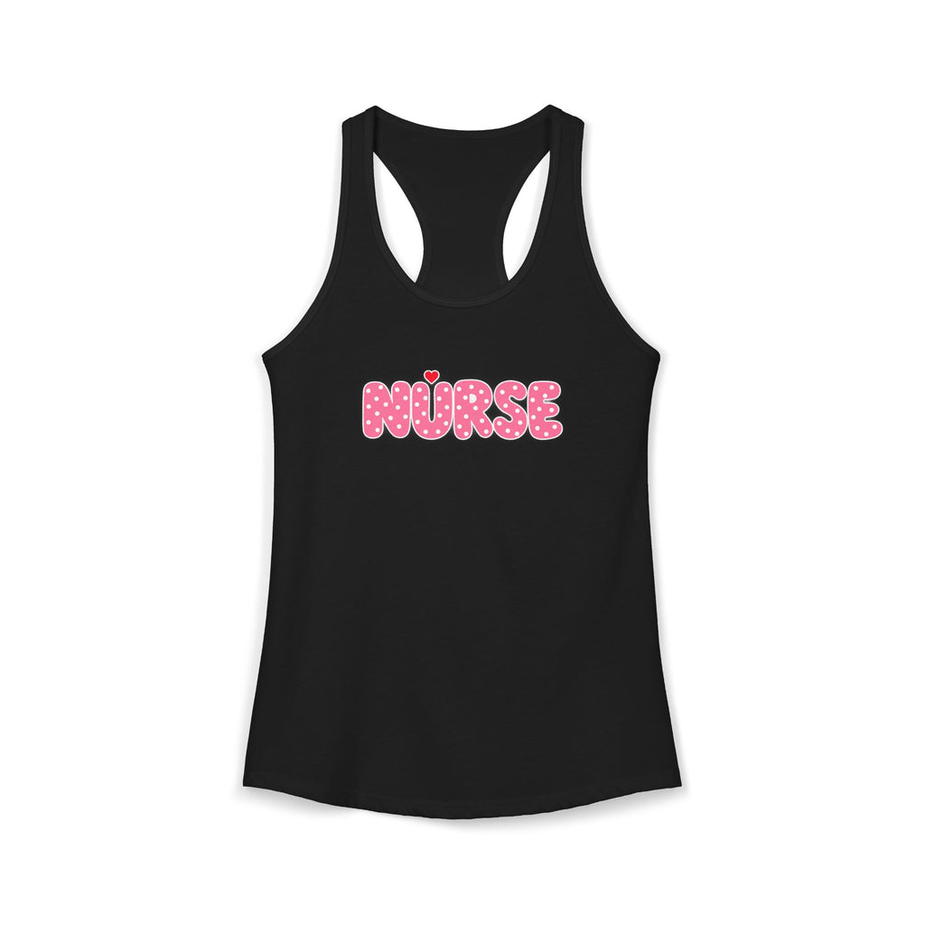 Nurse Pink Polka Dot Letters Women's Racerback Tank Top