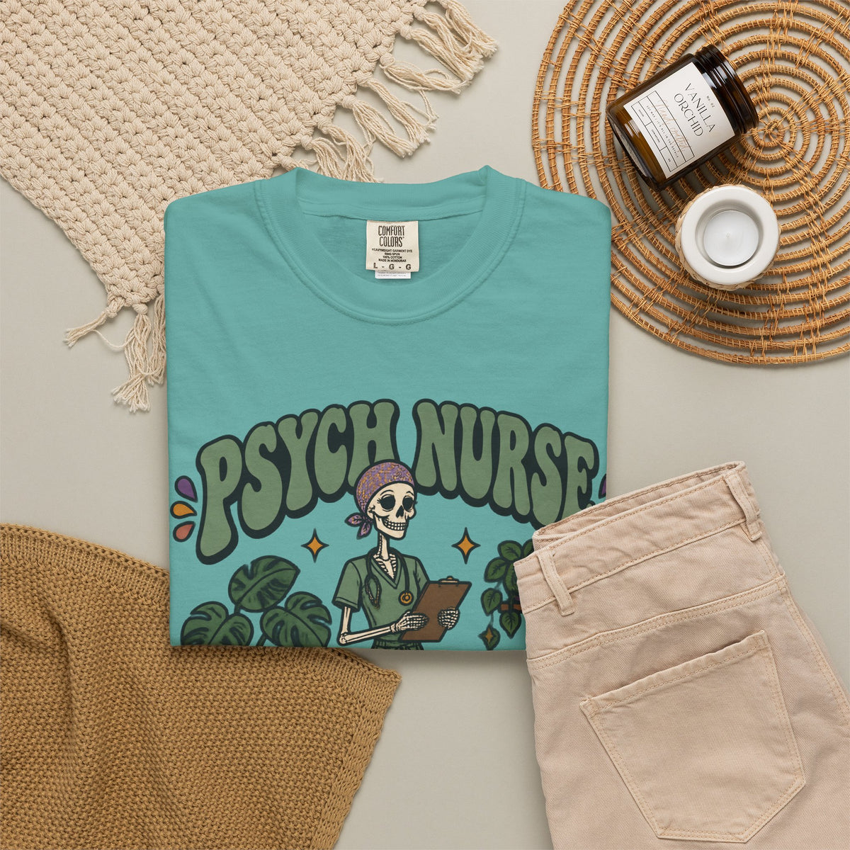 Psych Nurse I'm the Calm One Skinny Skeleton Comfort Colors T-Shirt
