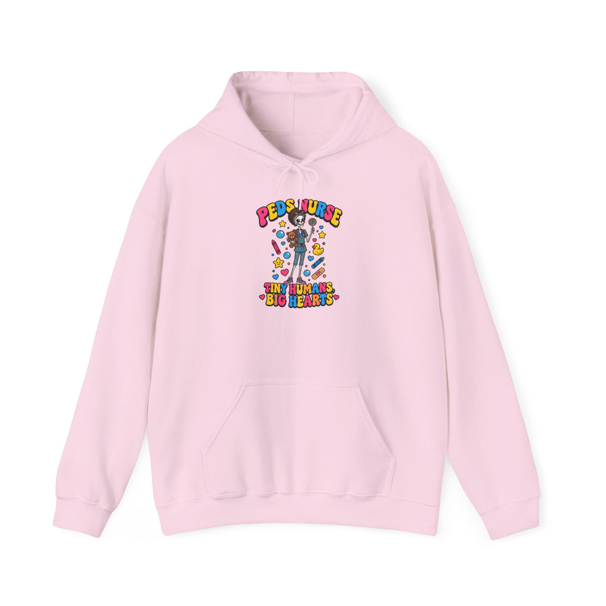 Peds Nurse Tiny Humans Big Hearts Skinny Skeleton Hoodie
