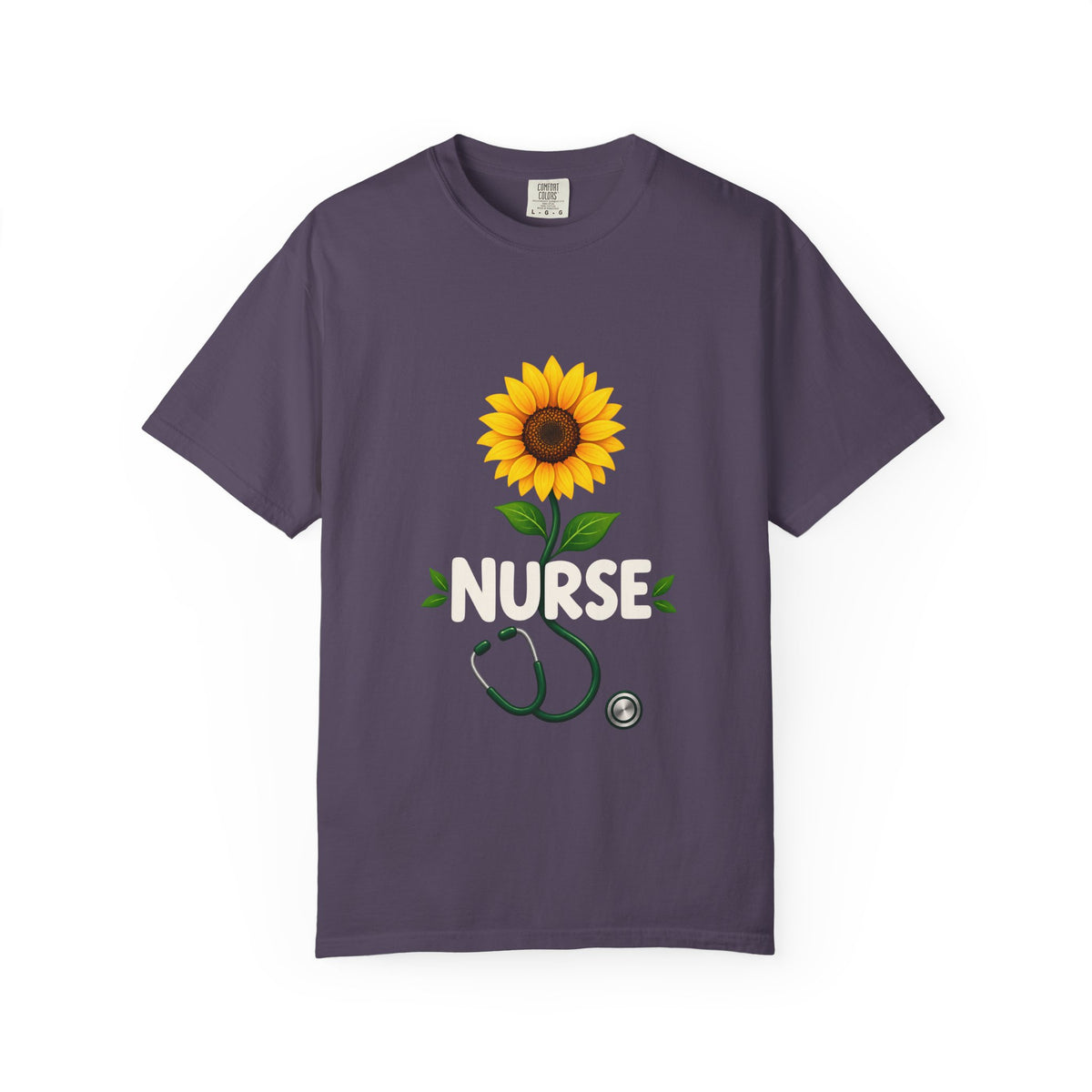 Nurse Sunflower Stethoscope Floral Comfort Colors T-Shirt