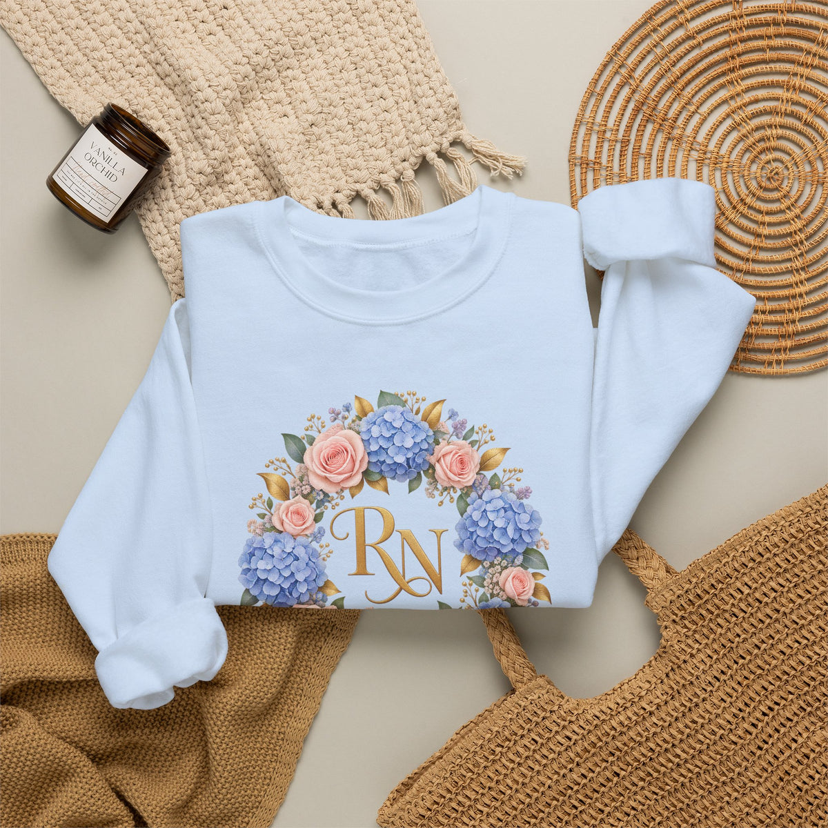 Hydrangea Wreath RN Crewneck Sweatshirt