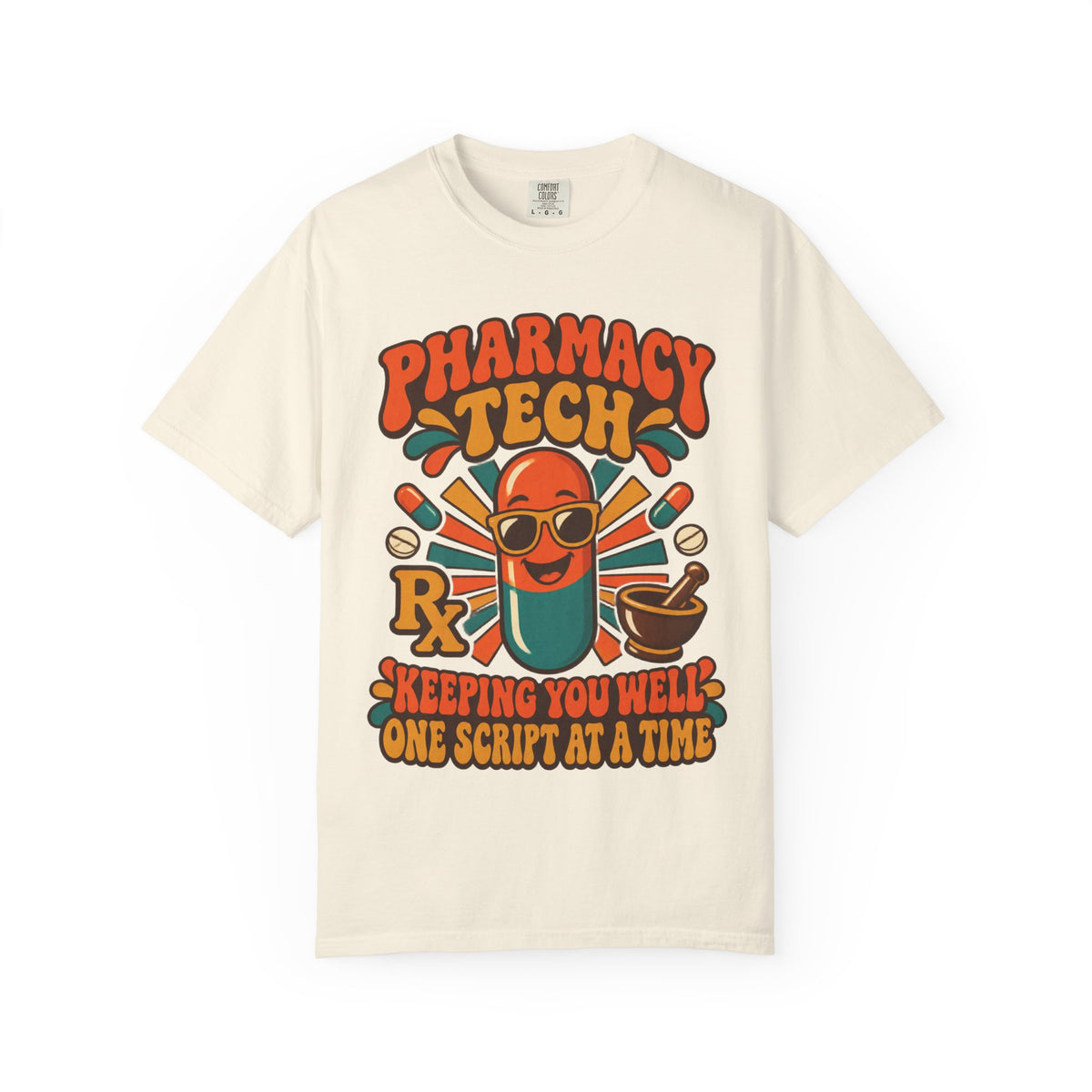 Pharmacy Tech Keeping You Well One Script at a Time Retro Comfort Colors T-Shirt