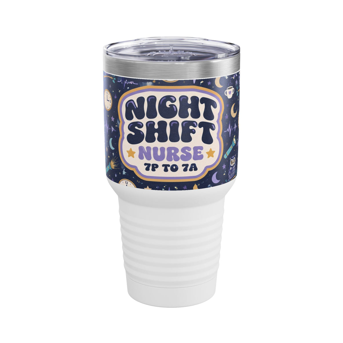 Night Shift Nurse 7P to 7A Owl and Moon 30oz Tundra Tumbler