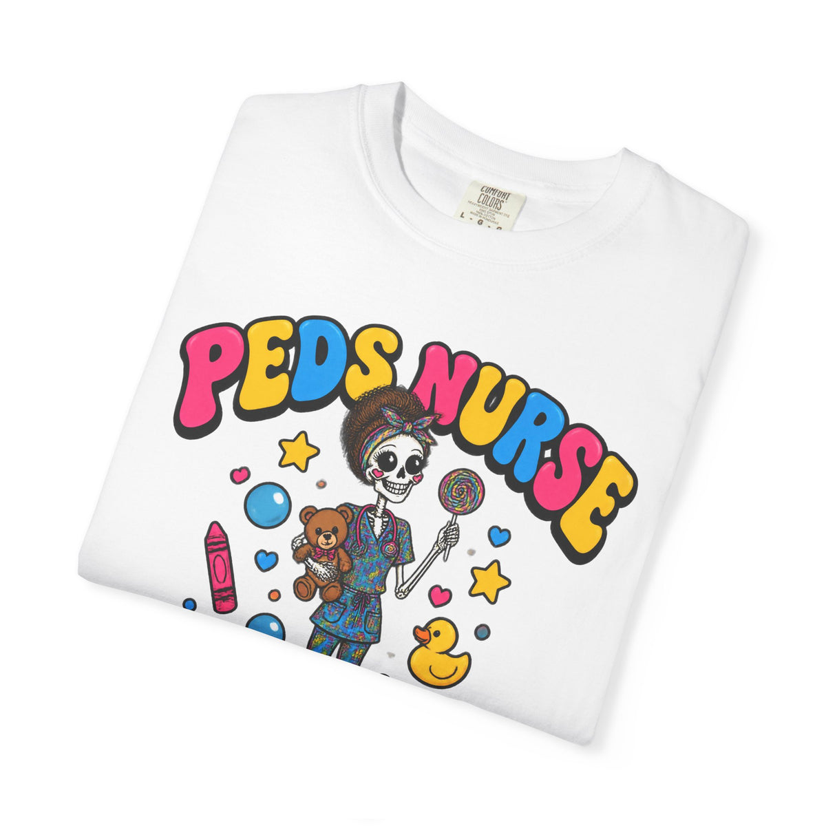 Peds Nurse Tiny Humans Big Hearts Skinny Skeleton Comfort Colors T-Shirt