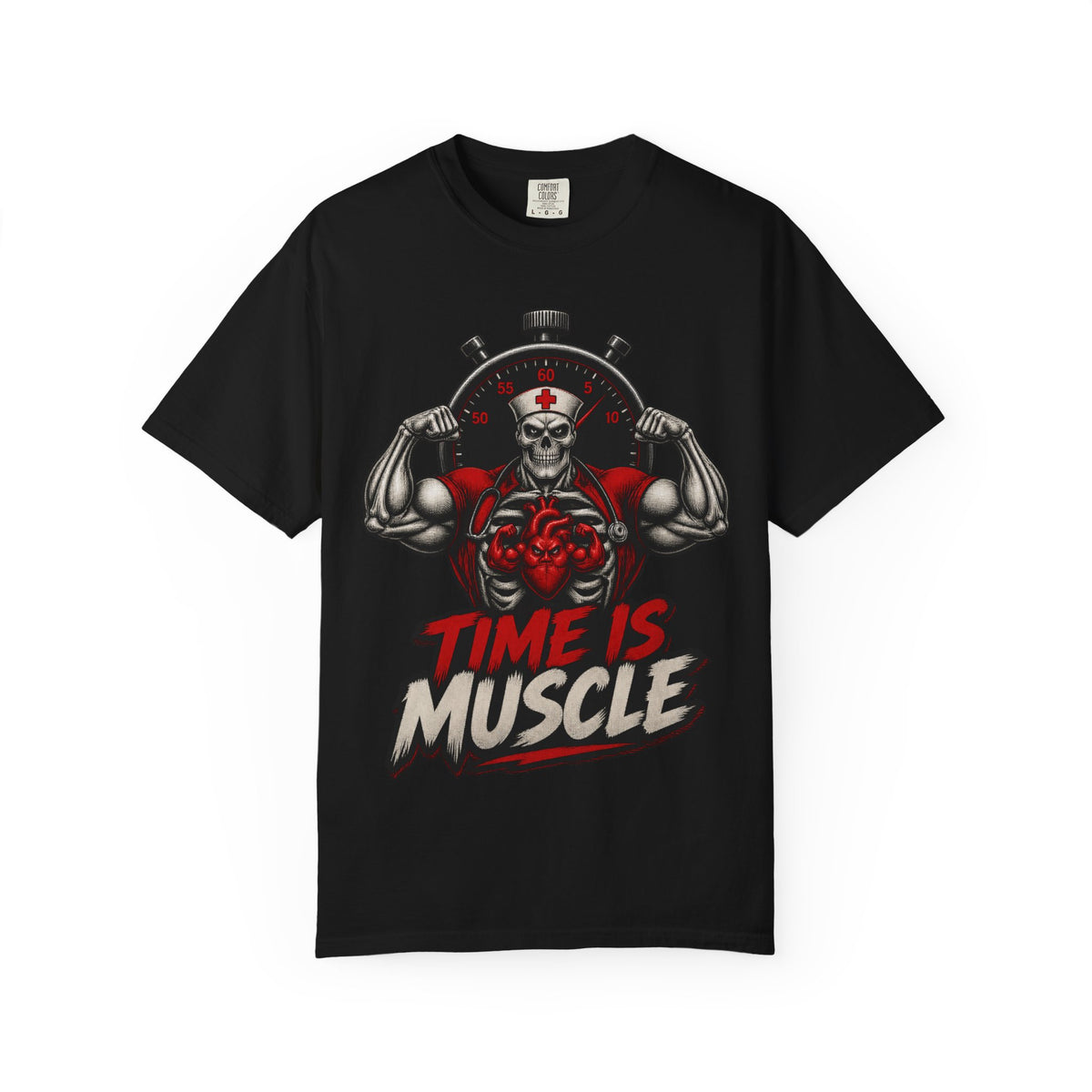 Time Is Muscle Skeleton Cardiac Nurse Comfort Colors T-Shirt