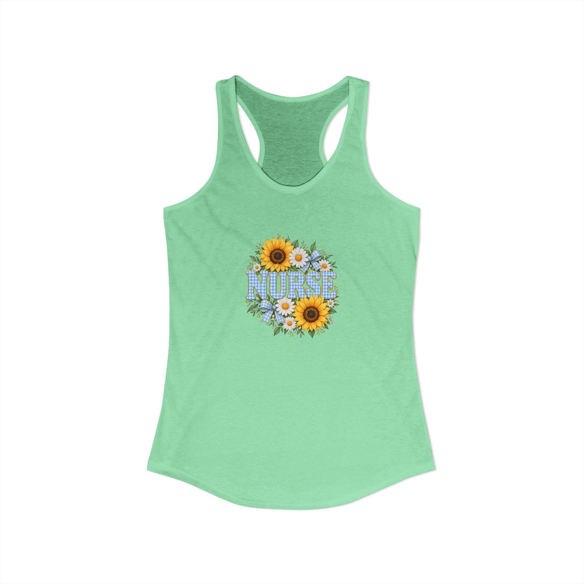 Sunflower Gingham NURSE Women's Racerback Tank Top