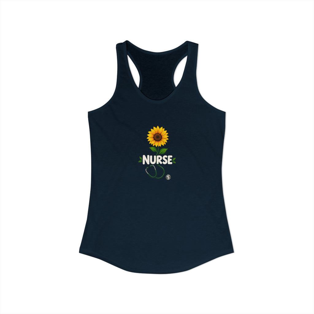 Nurse Sunflower Stethoscope Floral Women's Racerback Tank Top