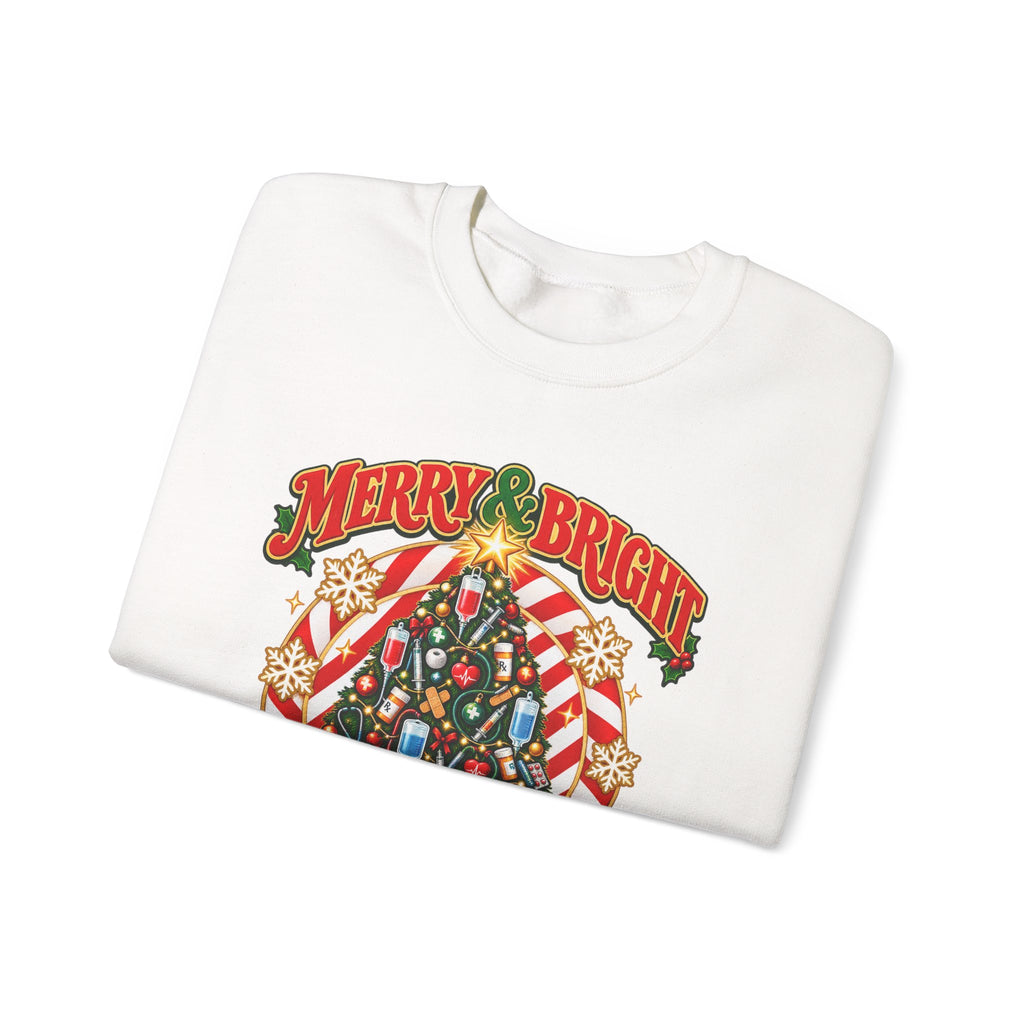 Merry & Bright Nurse Mode Christmas Tree Crewneck Sweatshirt