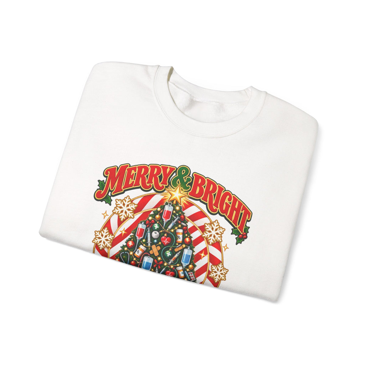 Merry & Bright Nurse Mode Christmas Tree Crewneck Sweatshirt