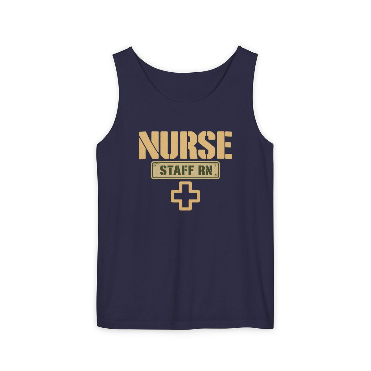 Nurse Military Stencil Staff RN Comfort Colors Tank Top