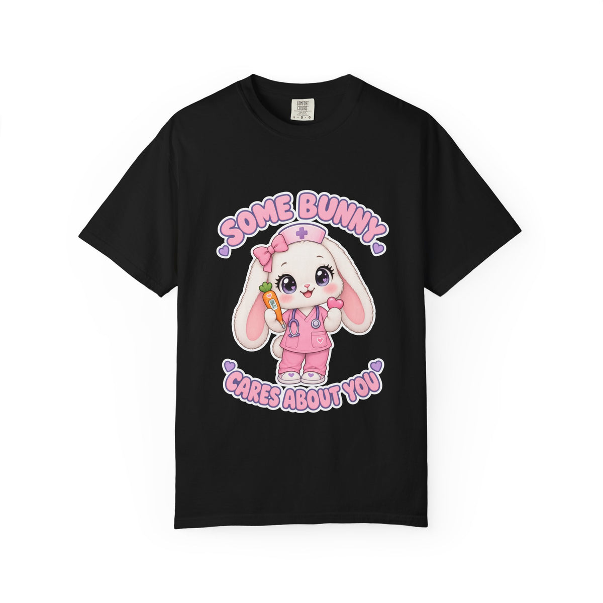 Some Bunny Cares About You Bunny Peds Nurse Pink Comfort Colors T-Shirt