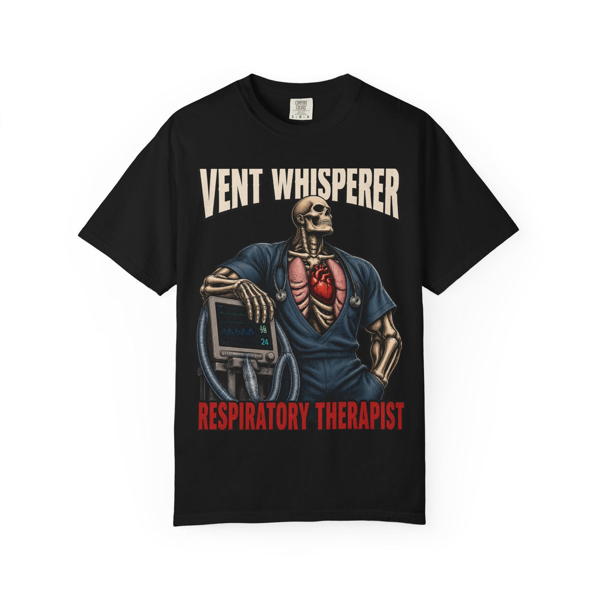 Vent Whisperer Skeleton Respiratory Therapist Comfort Colors T-Shirt