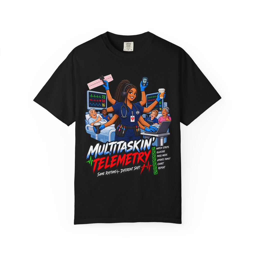 Multitaskin' Telemetry Same Rhythms Different Shift Tele Nurse Tee
