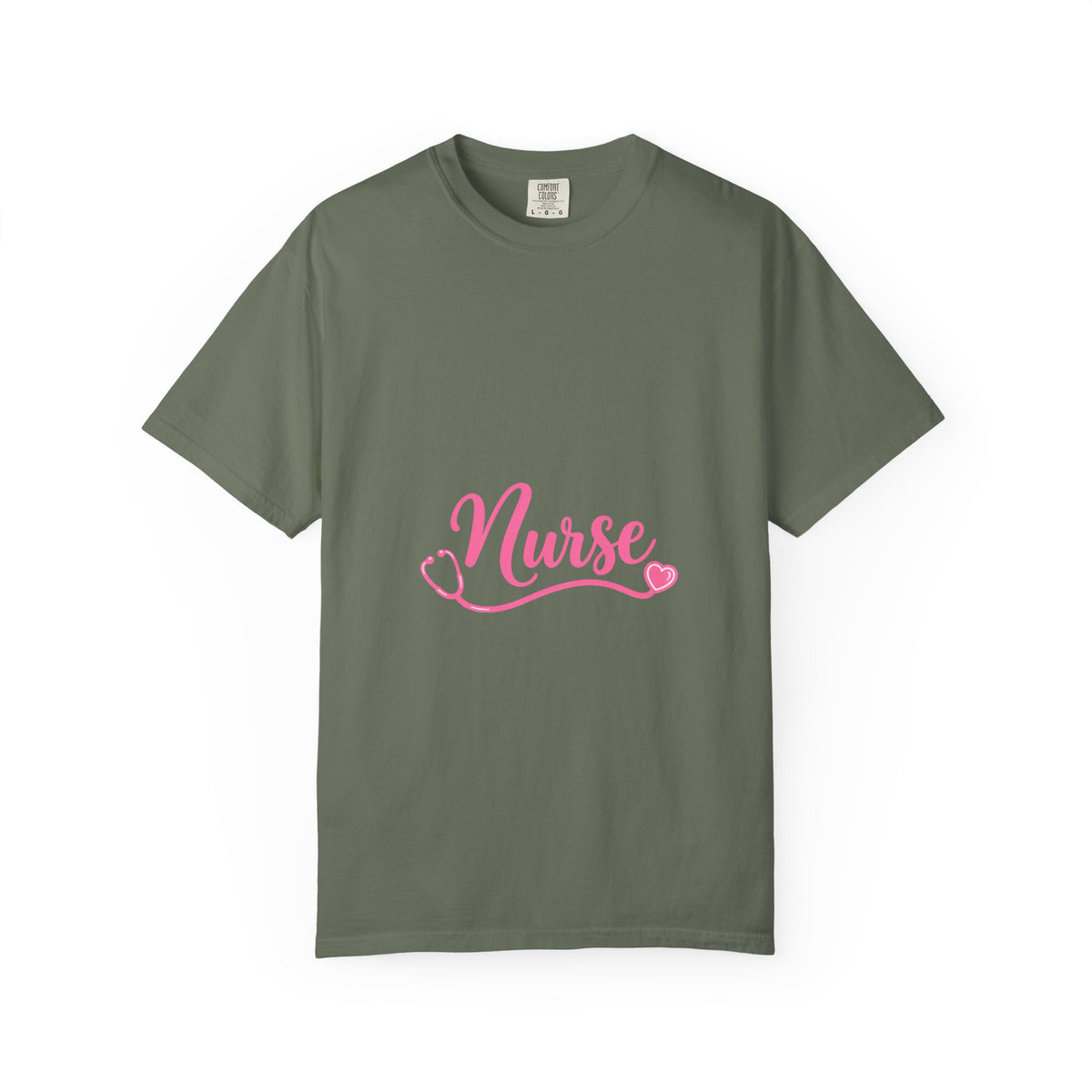Nurse Pink Script Stethoscope Comfort Colors T-Shirt
