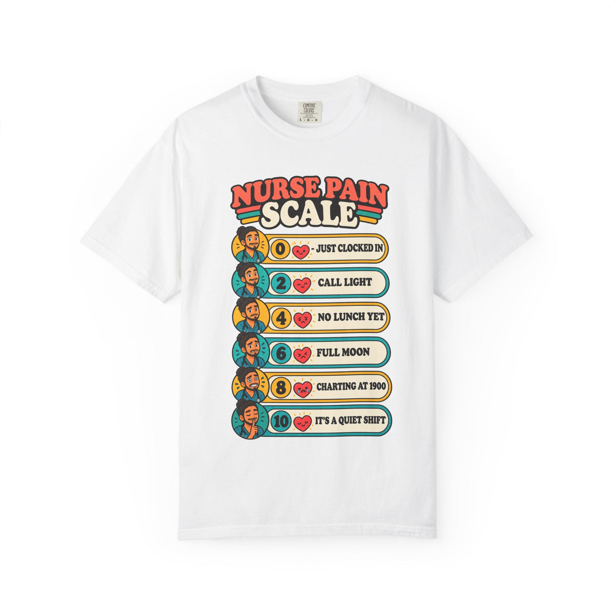 Nurse Pain Scale Funny Male Nurse Comfort Colors T-Shirt