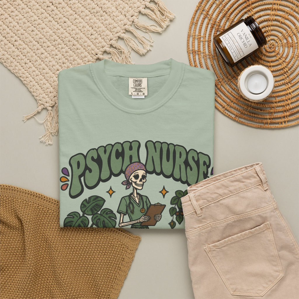Psych Nurse I'm the Calm One Skinny Skeleton Comfort Colors T-Shirt