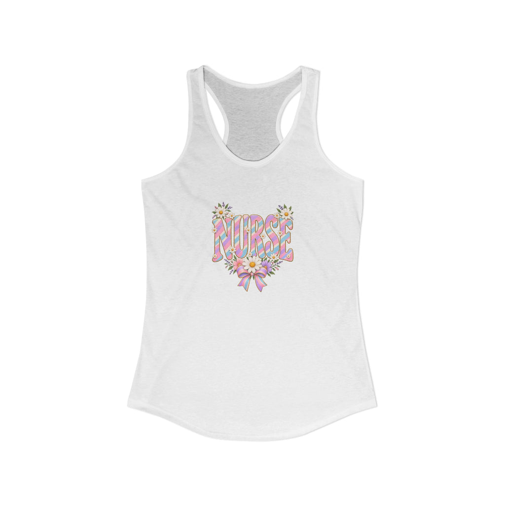 Pastel Stripe NURSE Women's Racerback Tank Top