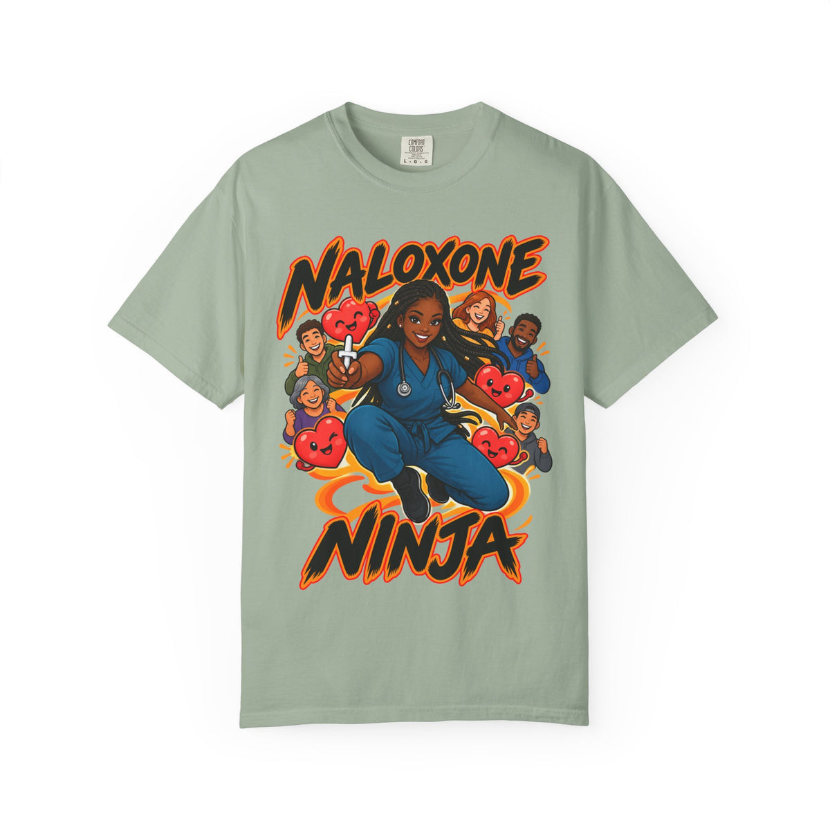 Naloxone Ninja ER Nurse Tee (Box Braids)