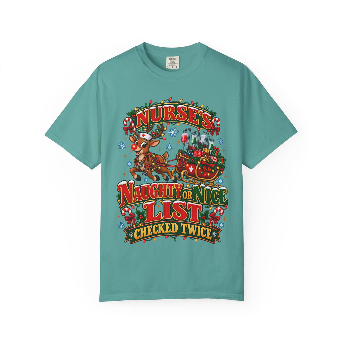 Naughty or Nice List Checked Twice Christmas Nurse Comfort Colors T-Shirt