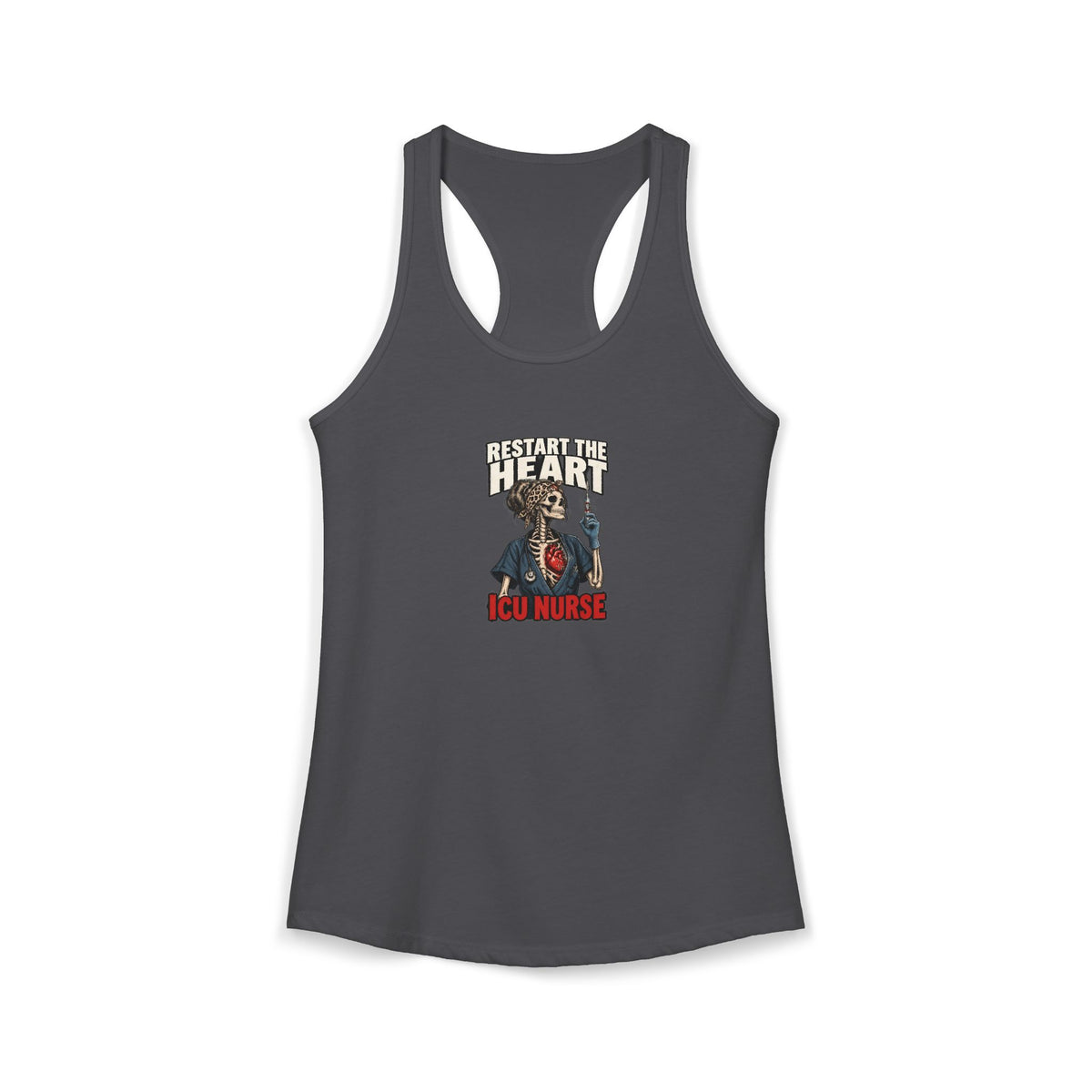 Restart the Heart Skeleton ICU Nurse Women's Racerback Tank Top