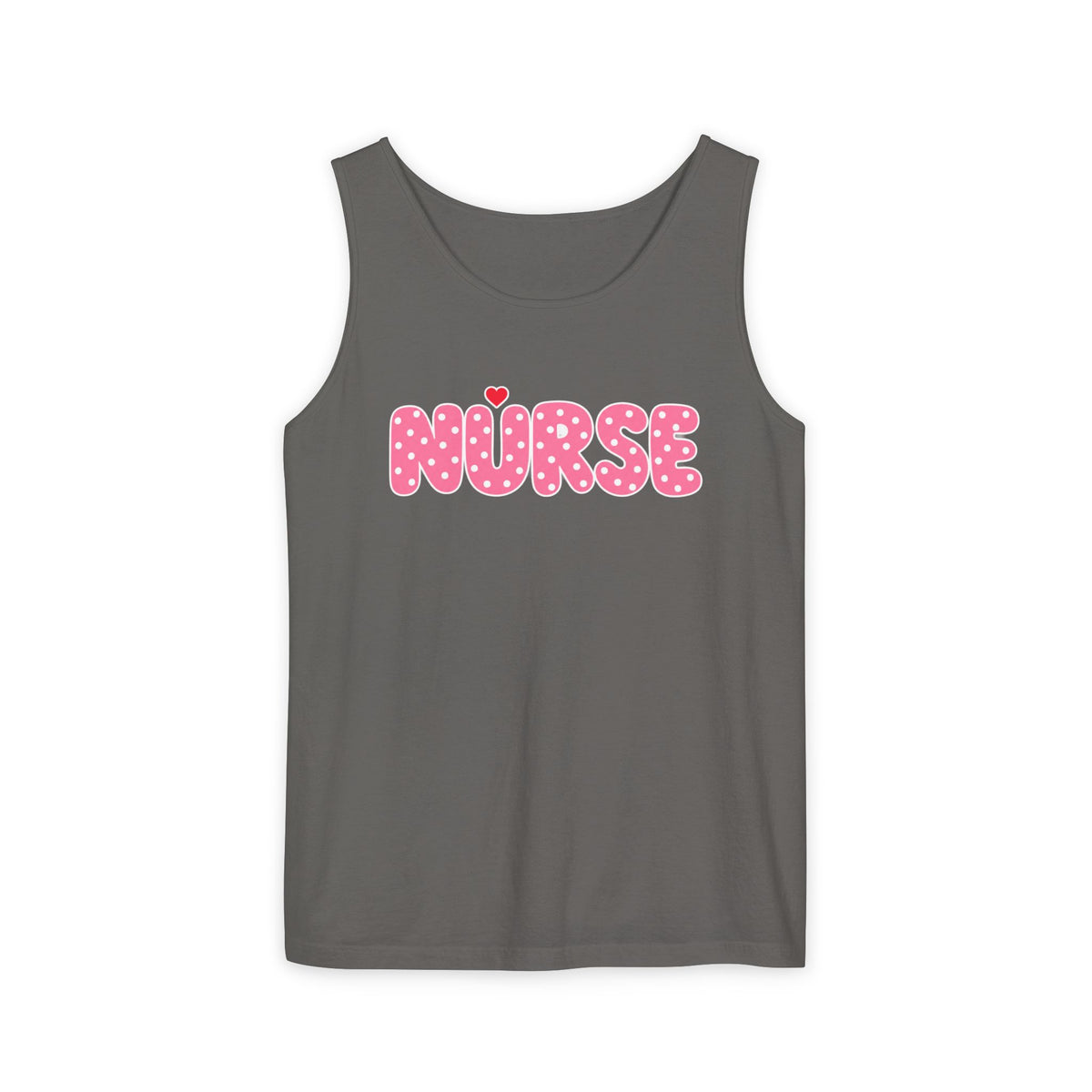 Nurse Pink Polka Dot Letters Comfort Colors Tank Top