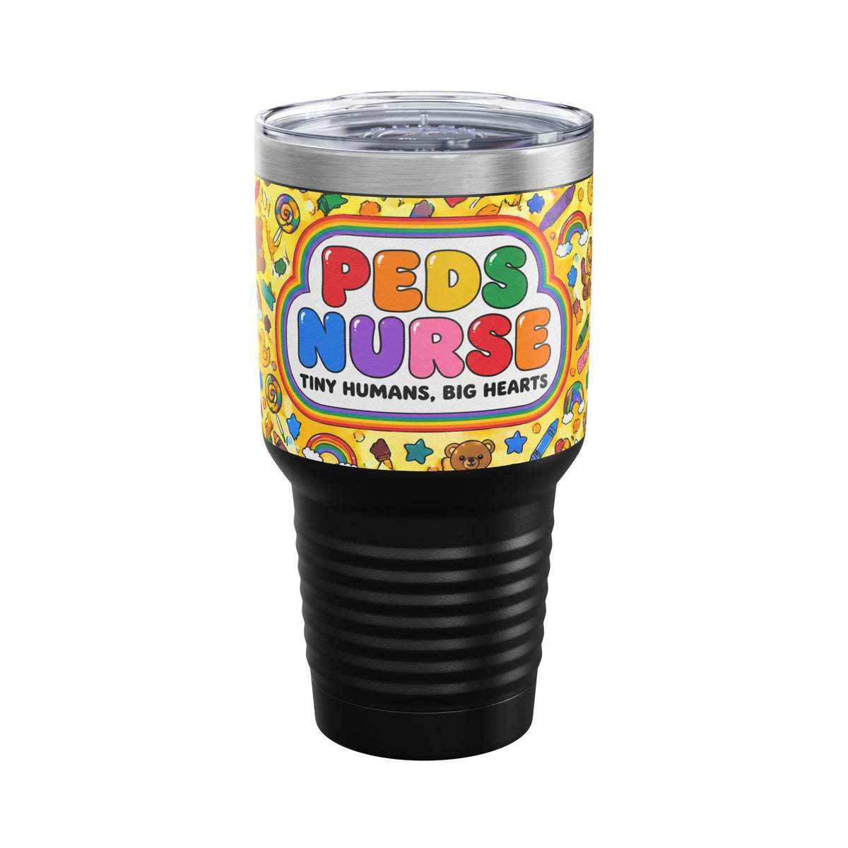 Peds Nurse Tiny Humans Big Hearts Rainbow 30oz Tundra Tumbler