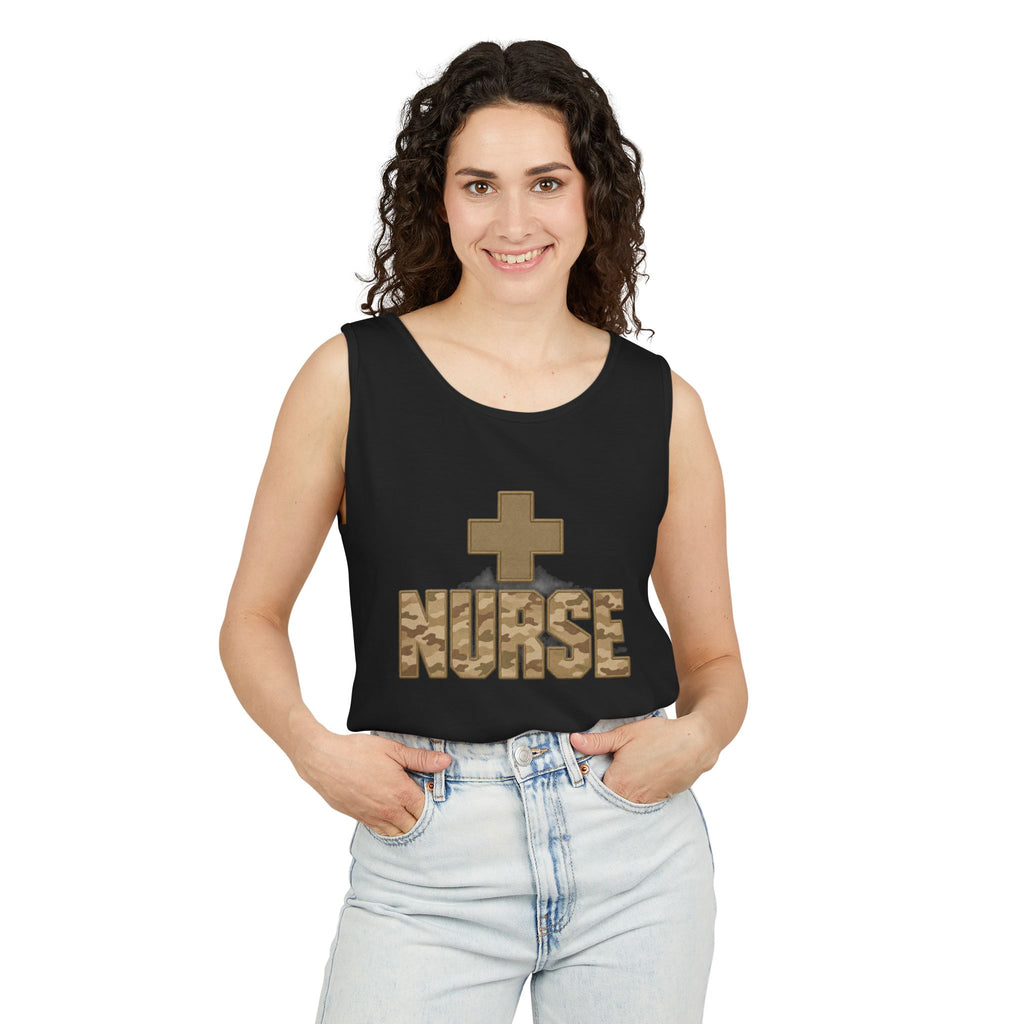 Nurse Desert Tan Camo Comfort Colors Tank Top
