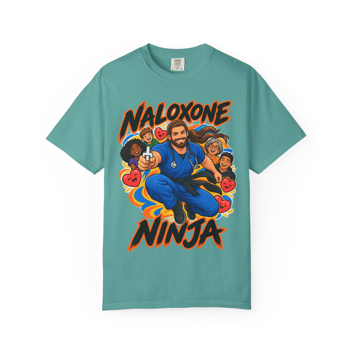 Naloxone Ninja ER Nurse Tee (Long Hair & Beard)