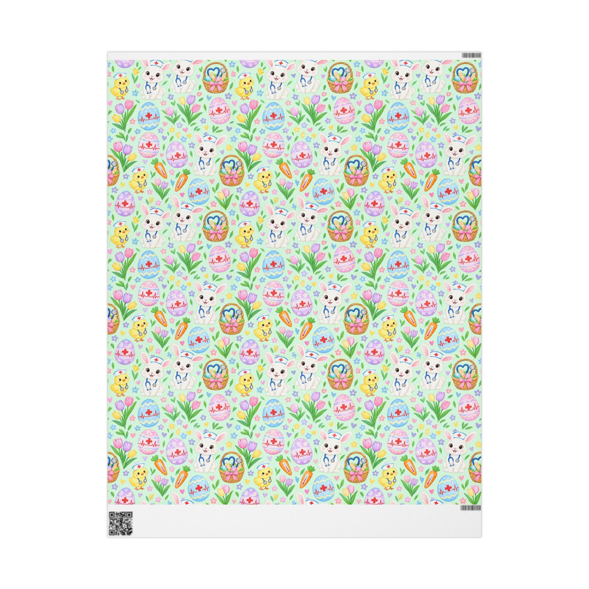 Easter Nurse Wrapping Paper Bunny Nurse and Eggs