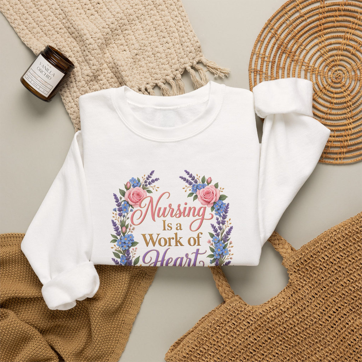 Nursing Is a Work of Heart Crewneck Sweatshirt