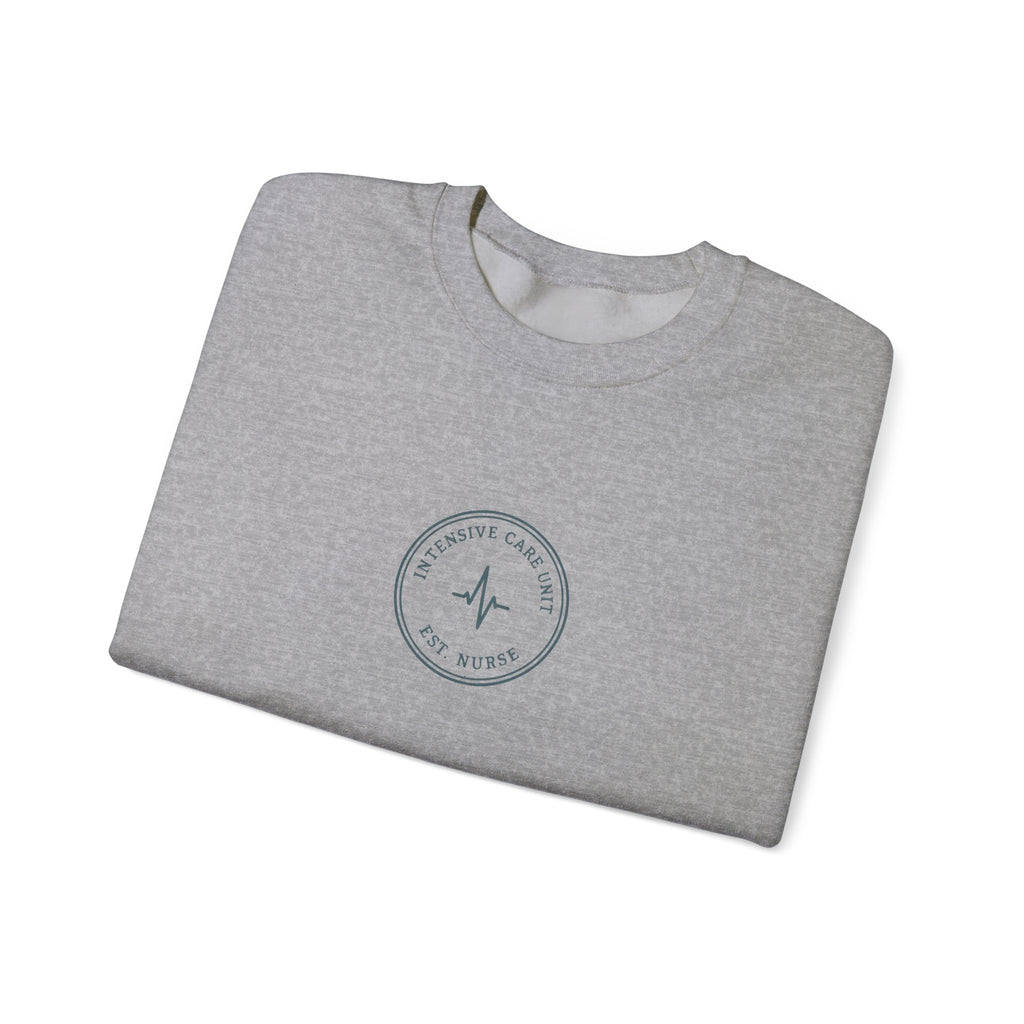 ICU Nurse Minimal Vintage Badge Intensive Care Unit Crewneck Sweatshirt