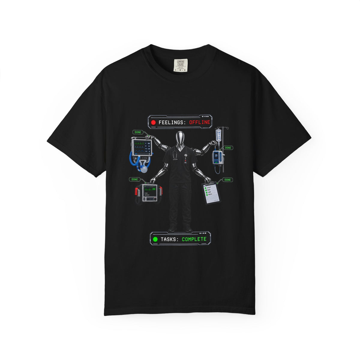 Feelings Offline Tasks Complete Robot Nurse Comfort Colors T-Shirt